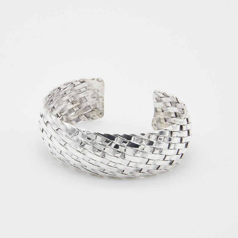 Concave Basket Weave Sterling Silver Cuff by Renata Rubio 92.5