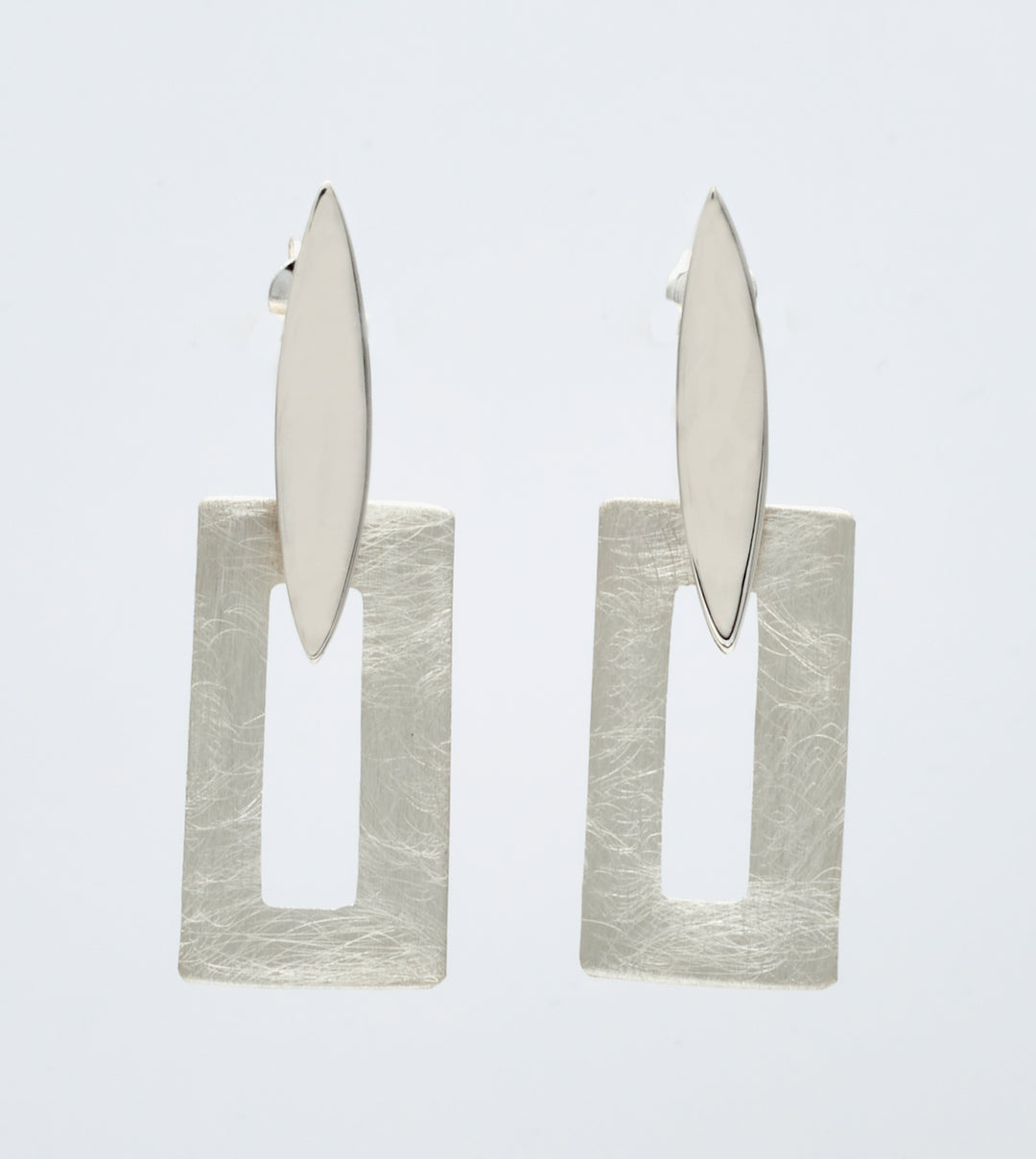 Silver Rectangle Post Earrings