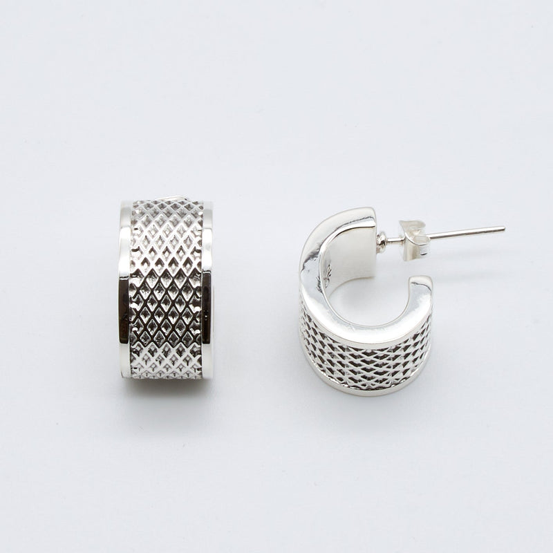 Basket Weave Sterling Silver Hoop Earrings | Renata Rubio 92.5
