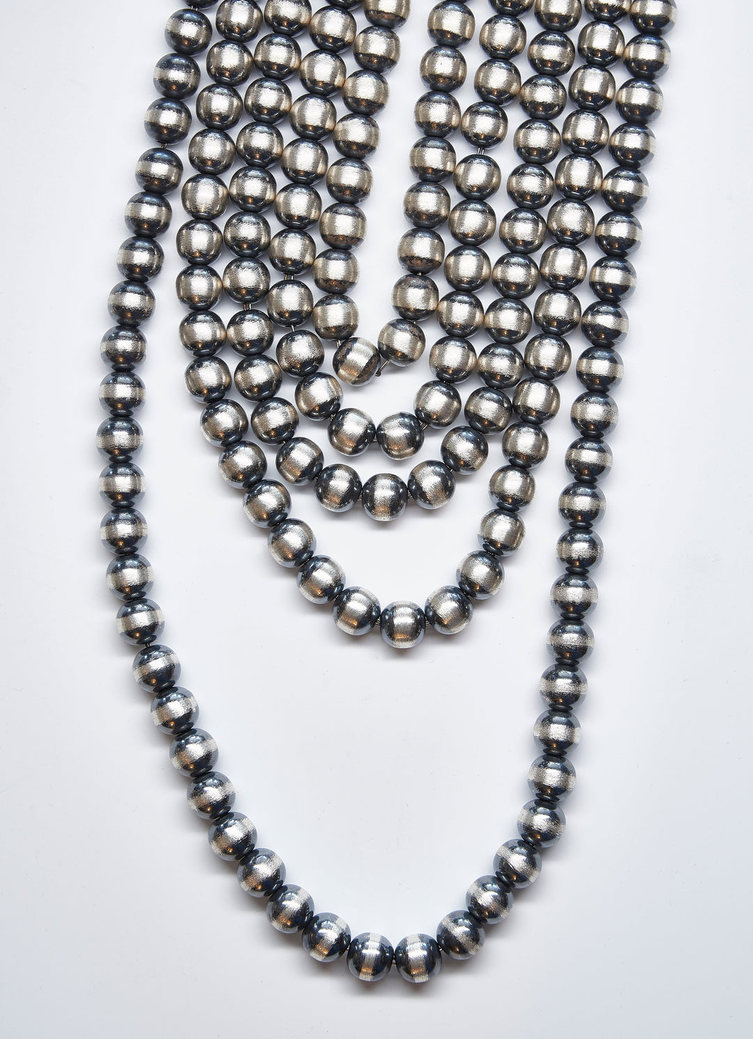 Handcrafted oxidized silver beaded necklace with thick-gauge 10MM beads for a layered look, Renata Rubio 92.5