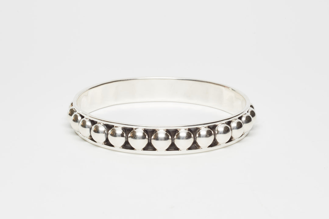 Narrow to Wide Oxidized Silver Beaded Bangles