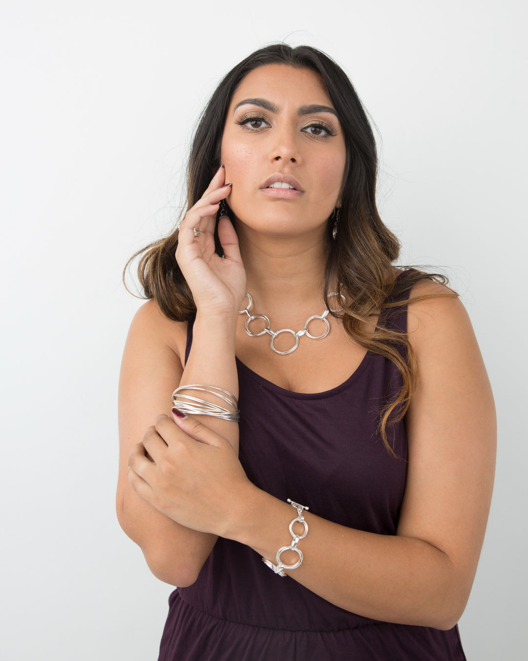 14 Interlinked Silver Bangles - Renata Rubio 92.5 - BGG117