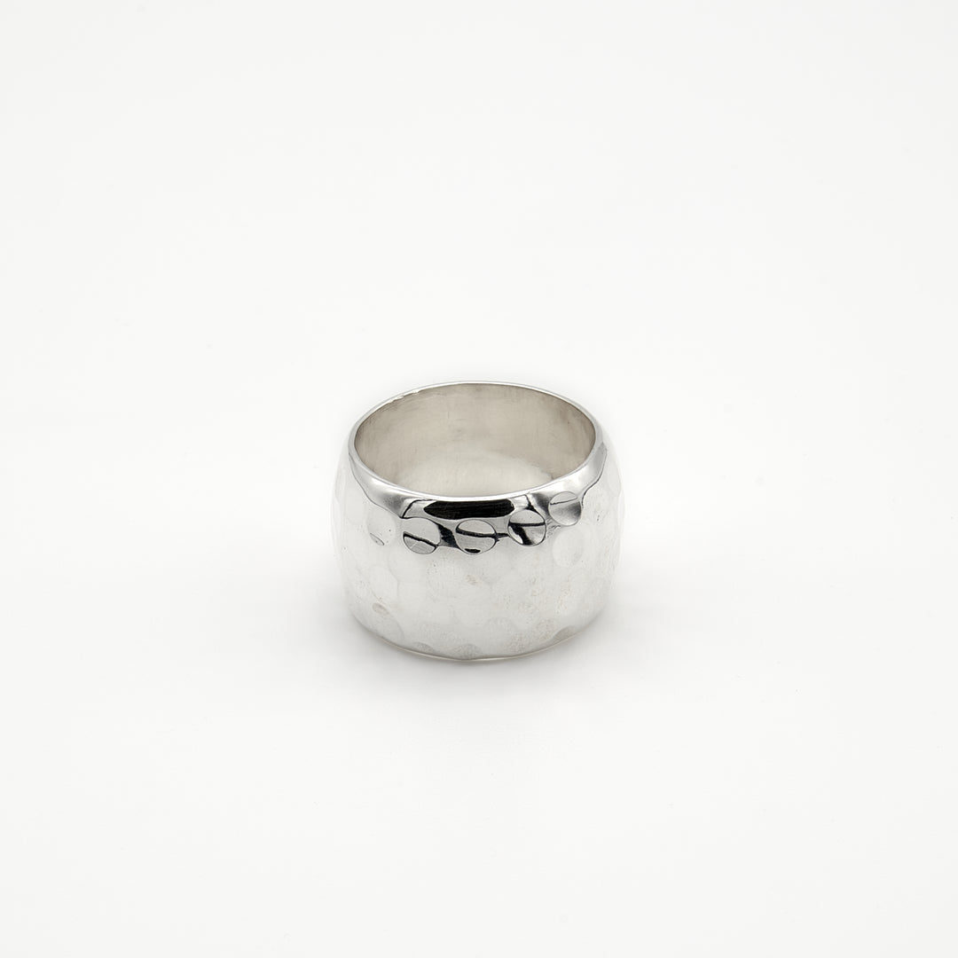 15MM Pounded Silver Ring - Renata Rubio 92.5 - RJL756