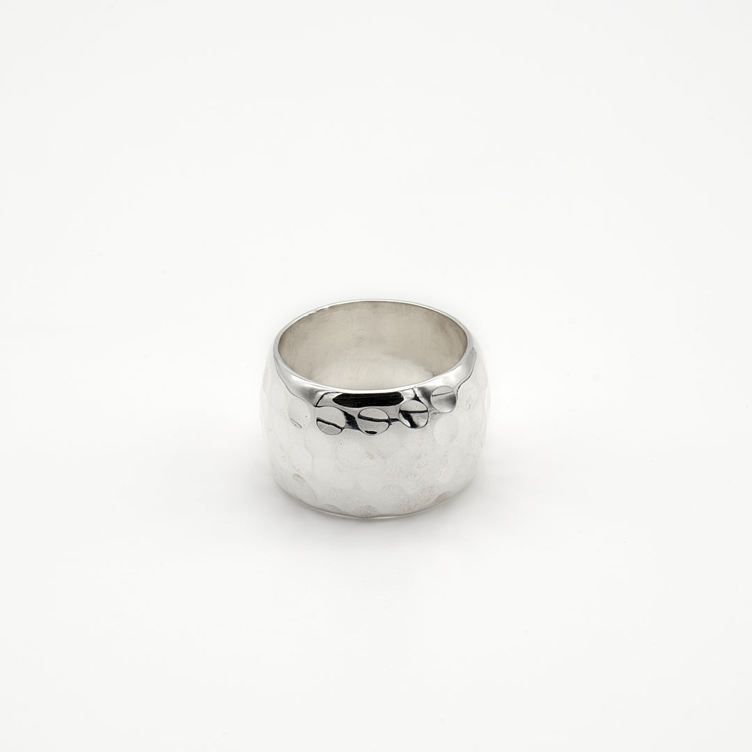 15MM Pounded Silver Ring