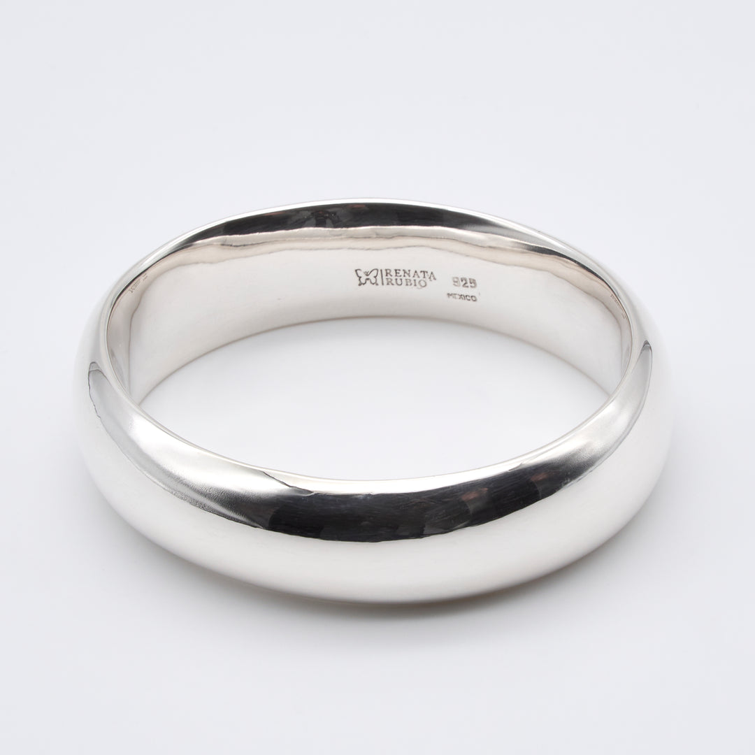 Wide Oval Silver Bangle Smooth
