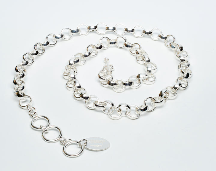 Silver Domed Round Loop Necklace