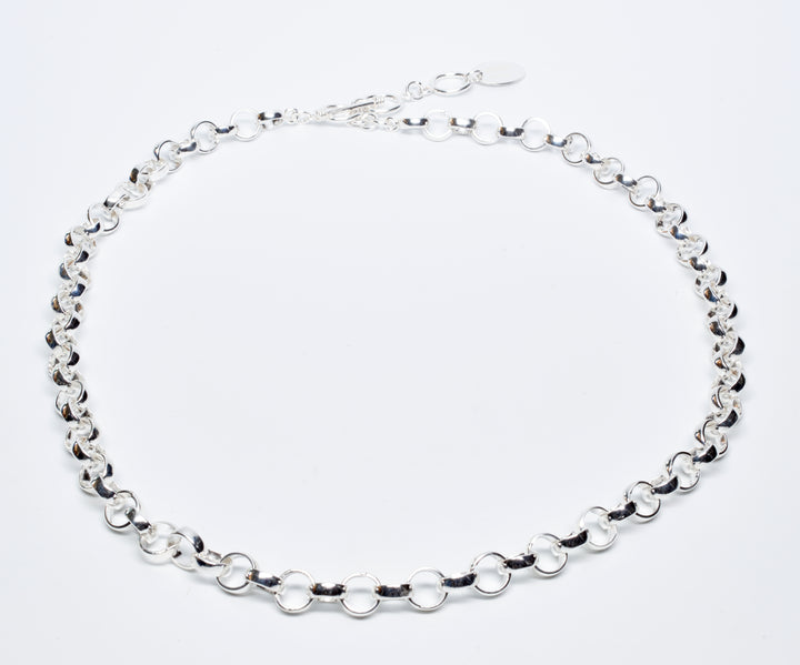 Silver Domed Round Loop Necklace