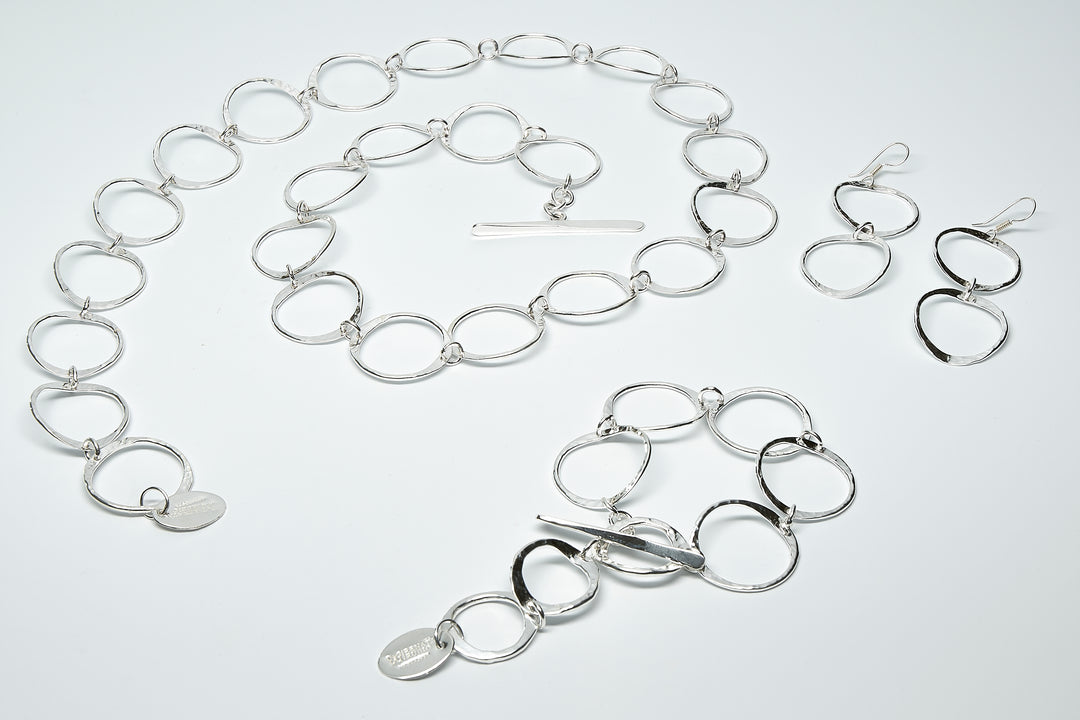 Pounded Silver Loop Set with 20" Necklace