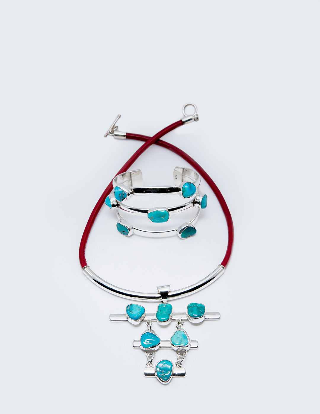 3 Silver Strand Pendant with Sleeping Beauty Turquoise - Renata Rubio 92.5 - PJO898