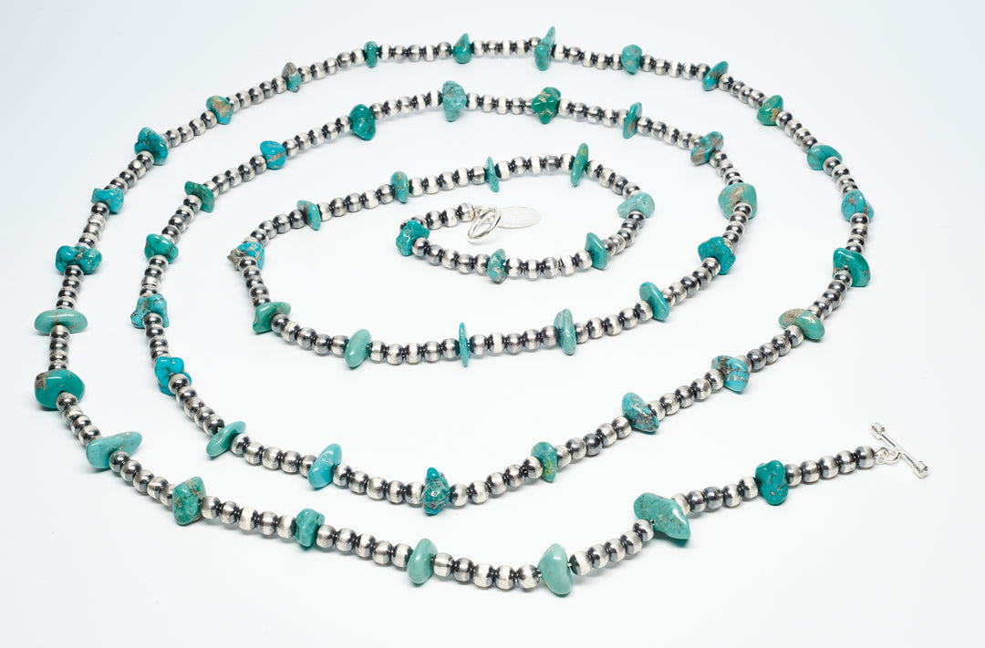 6 Feet Long Sonoran Turquoise Necklace - Renata Rubio 92.5