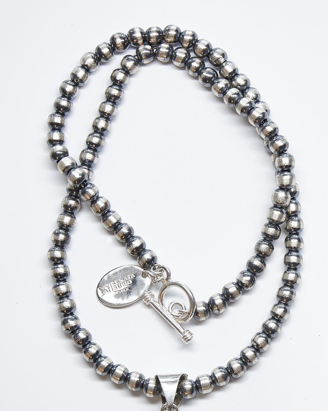 Oxidized Silver Beaded Necklace