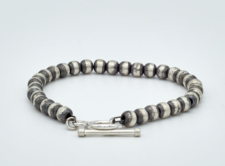 6MM Oxidized Sterling Silver Bead Bracelet - Renata Rubio 92.5