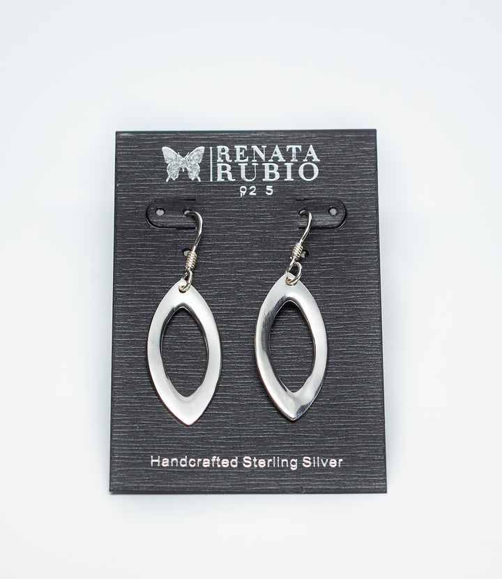 Seed-Shaped Silver Dangle Earrings