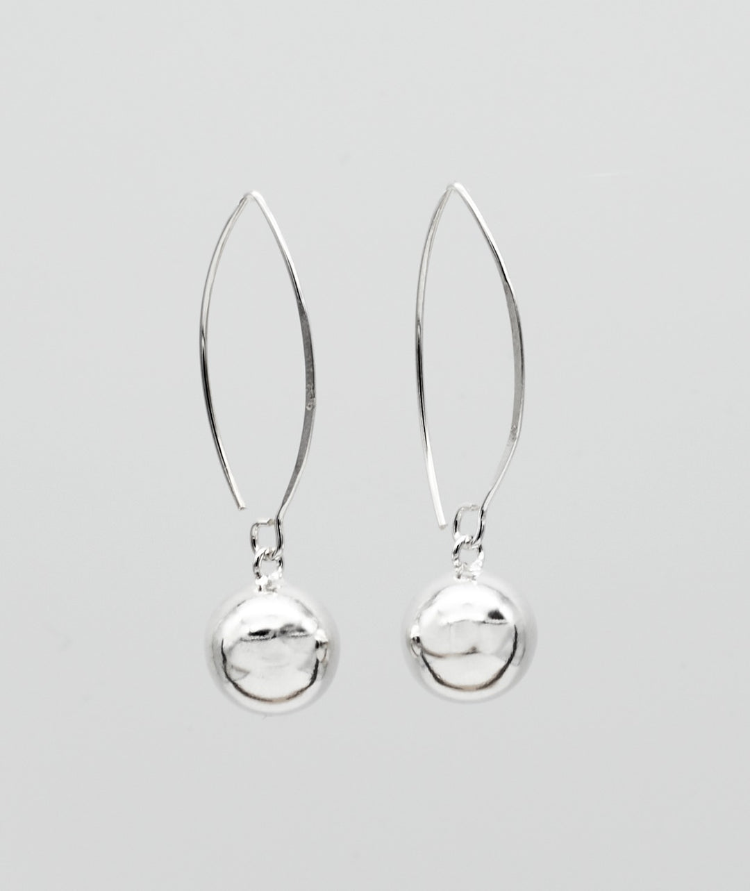 Almond Hook with 12MM Silver Bead Dangle Earrings - Renata Rubio 92.5 - ETS208