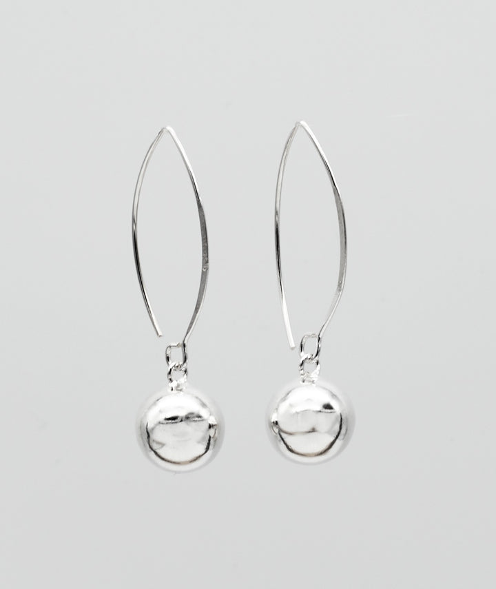 Almond Hook with 12MM Silver Bead Dangle Earrings - Renata Rubio 92.5 - ETS208