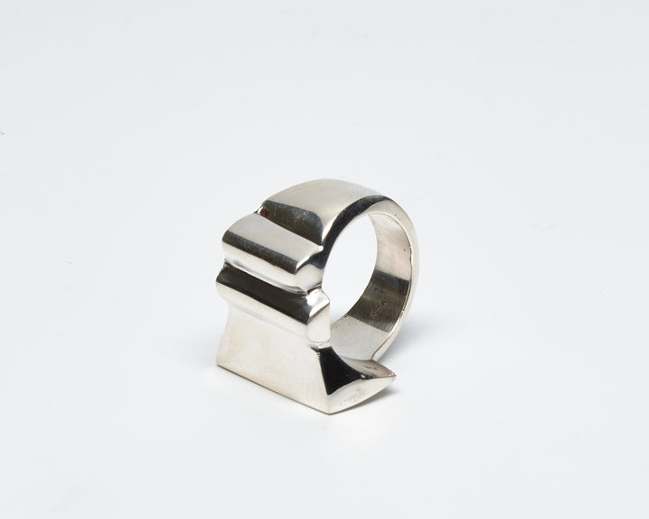 Asymmetrical Solid Silver Ridged Ring - Renata Rubio 92.5