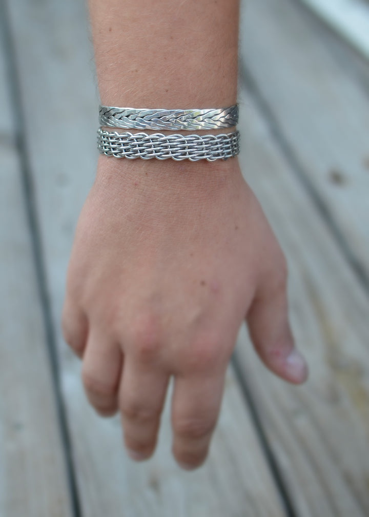 Unisex Basket Weave Sterling Silver Cuff by Renata Rubio 92.5