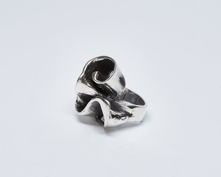 Big Swirl Oxidized Silver Ring