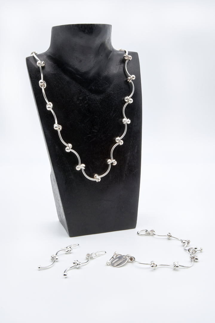 Silver Bones 18" Necklace set