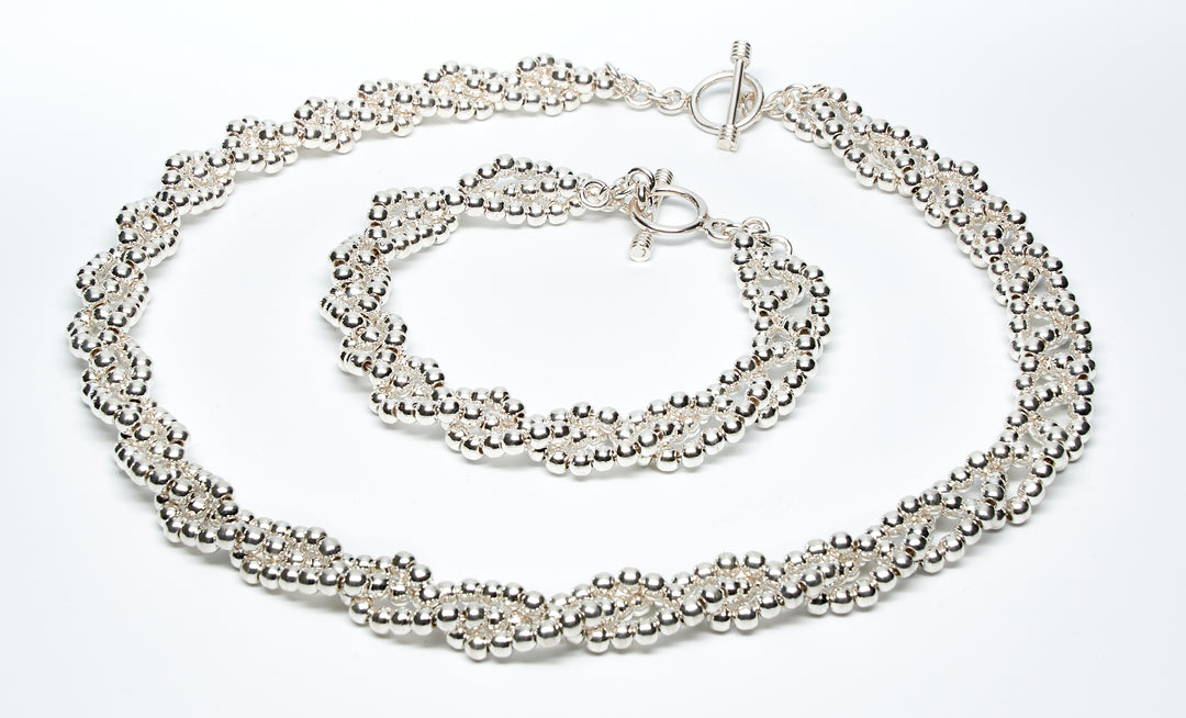 Braided 2MM Silver Beaded Bracelet - Renata Rubio 92.5 - BAJ297