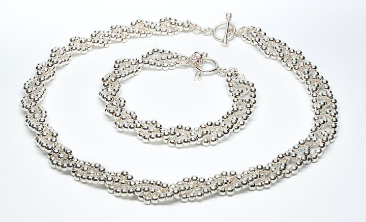 Braided 2MM Silver Beaded Bracelet - Renata Rubio 92.5 - BAJ297