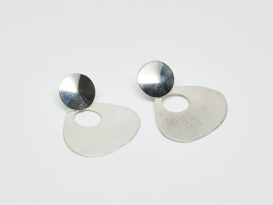 Brushed Silver Triangle Post Earrings - Renata Rubio 92.5 - EAJ112