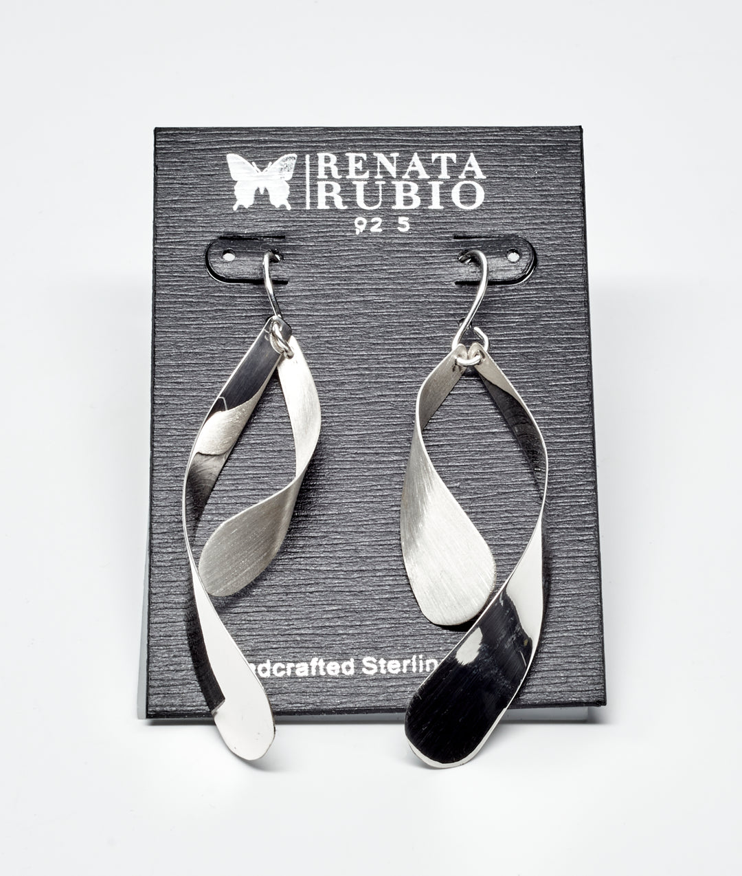 Brushed and Shiny Silver Teardrop Earrings - Renata Rubio 92.5 - ESC101