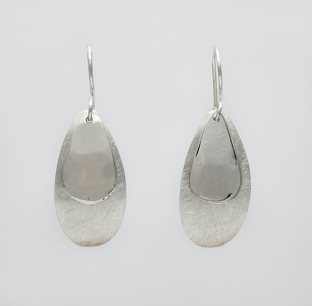 Brushed and Smooth Silver Earrings - Renata Rubio 92.5 - EAJ116