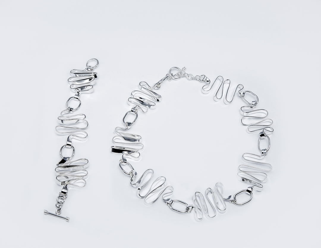 Candy Swirl Silver Bracelet and Necklace - Renata Rubio 92.5