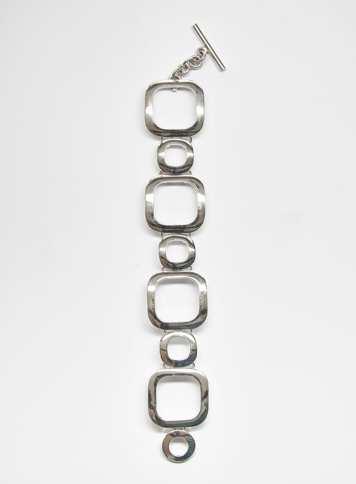 Circle and Square Silver Link Bracelet - Renata Rubio 92.5 - BAJ485