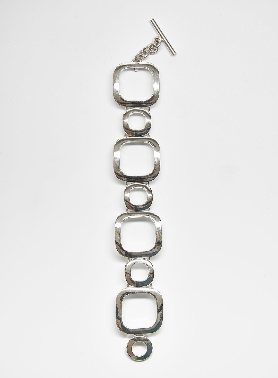 Circle and Square Silver Link Bracelet