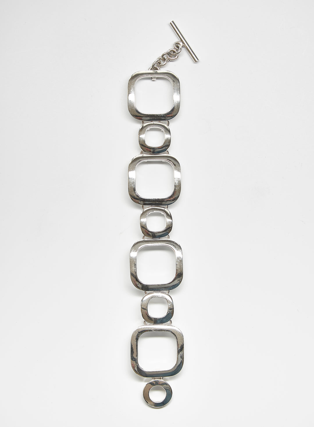 Silver Circle and Square Link Bracelet