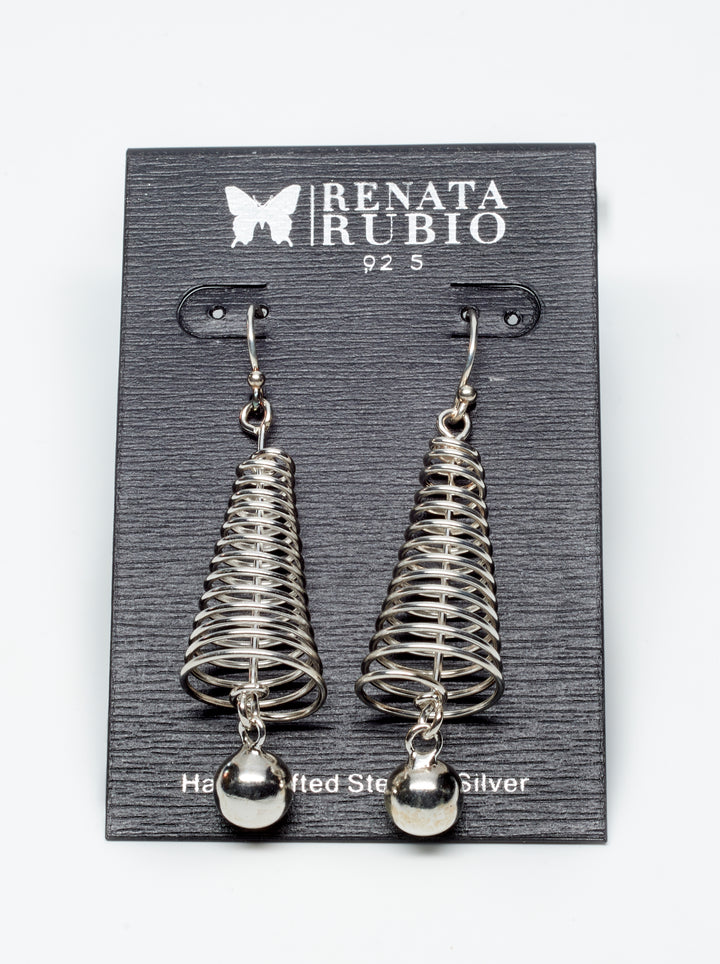 Coiled Beaded Silver Earrings - Renata Rubio 92.5