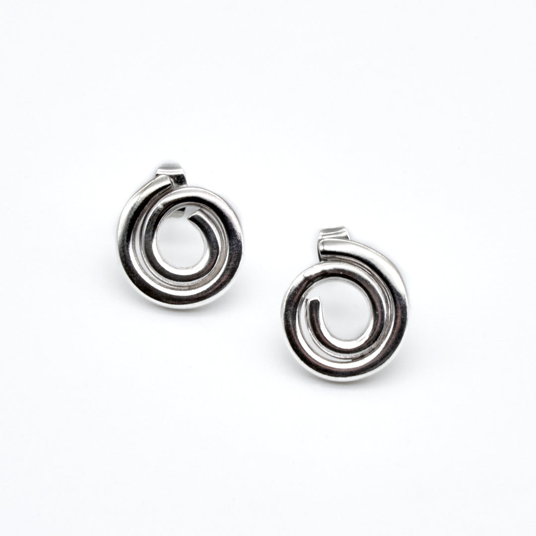 Coiled Silver Post Earrings