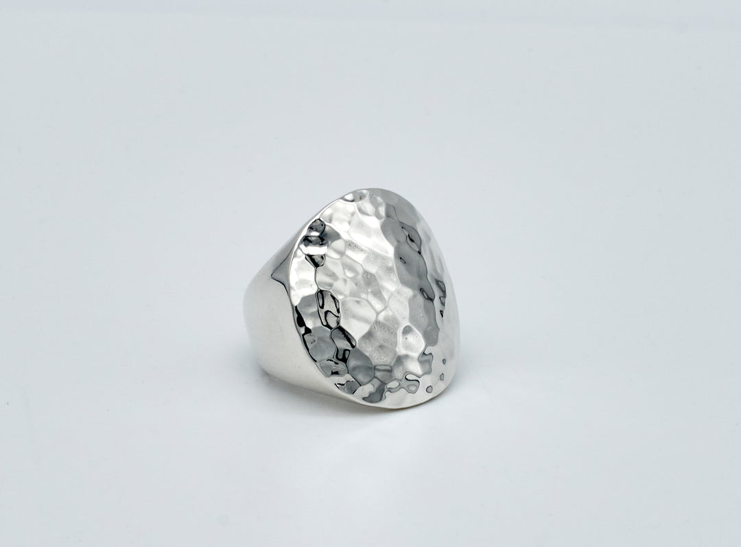 Rock Solid Silver Convex Pounded Ring