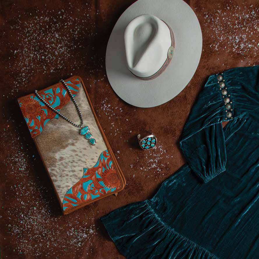 Sleeping beauty turquoise pendant and bracelet, featured in Cowboys & Indians magazine – Renata Rubio 92.5