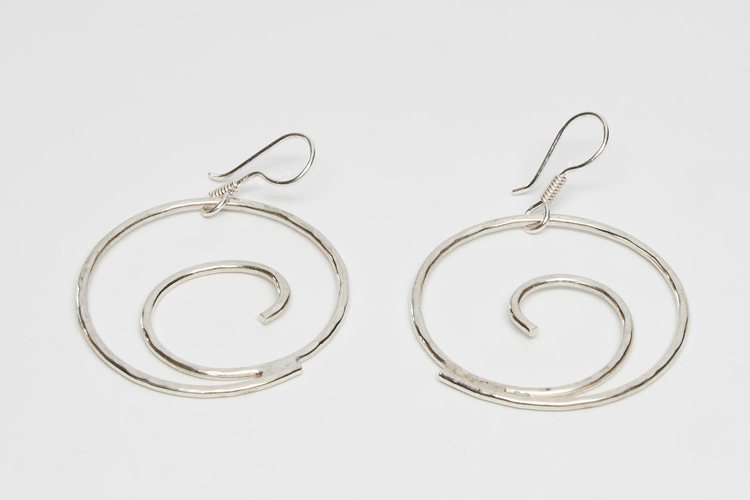 Silver Curled Loop Earrings