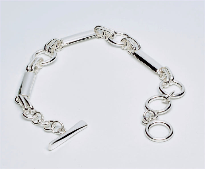 Domed Bar Sterling Silver Chain Link Bracelet - Renata Rubio 92.5 - BGG188