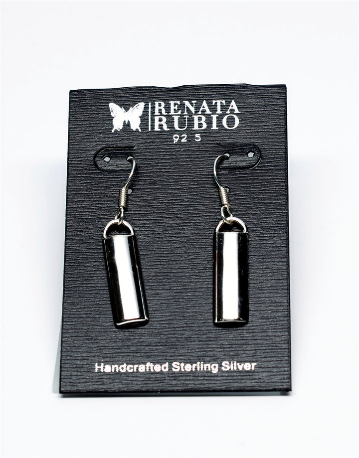 Domed Bar Sterling Silver Dangle Earrings - Renata Rubio 92.5 - EGG850