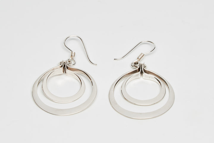 Double Circle Silver Earrings - Renata Rubio 92.5 - handmade sterling silver jewelry with lifetime warranty