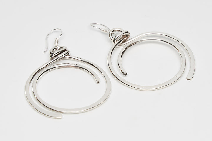 Double Curled Silver Dangle Earrings - Renata Rubio 92.5 - Handmade Elegance with a lifetime warranty.