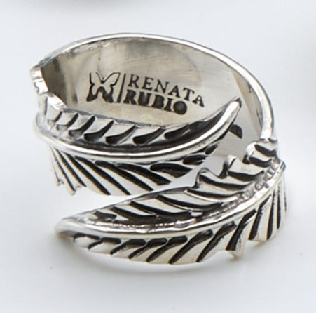 Double Feather Silver Ring - Renata Rubio 92.5 - RGG178