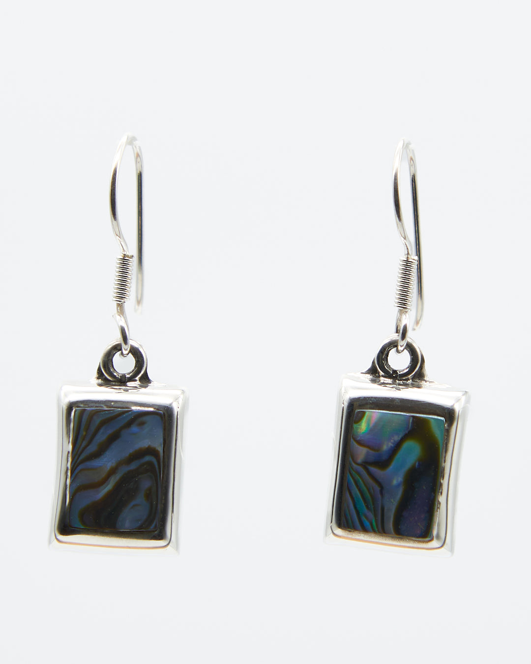 Rectangle Silver Earrings with Abalone Shell
