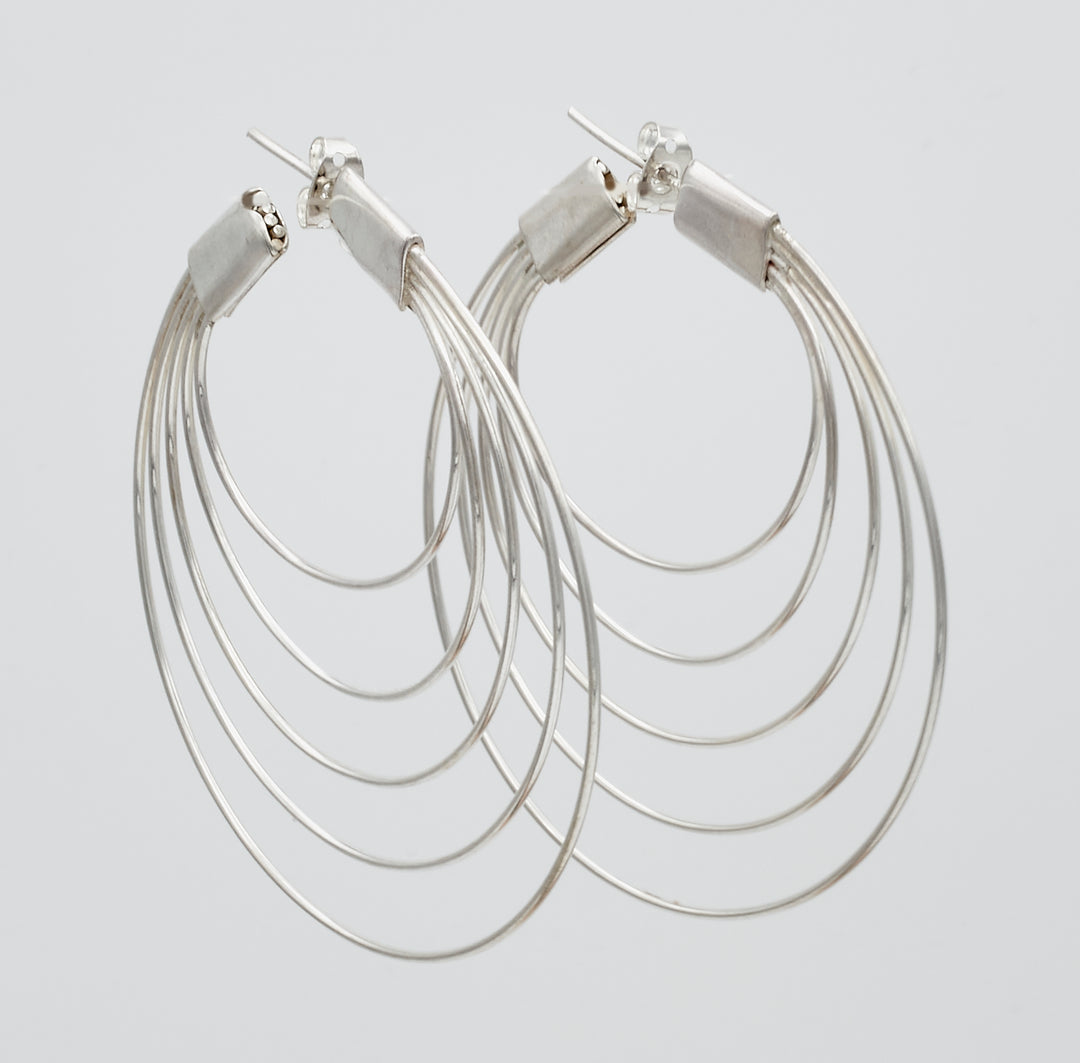 Fanned Sterling Silver Hoop Earrings - Renata Rubio 92.5