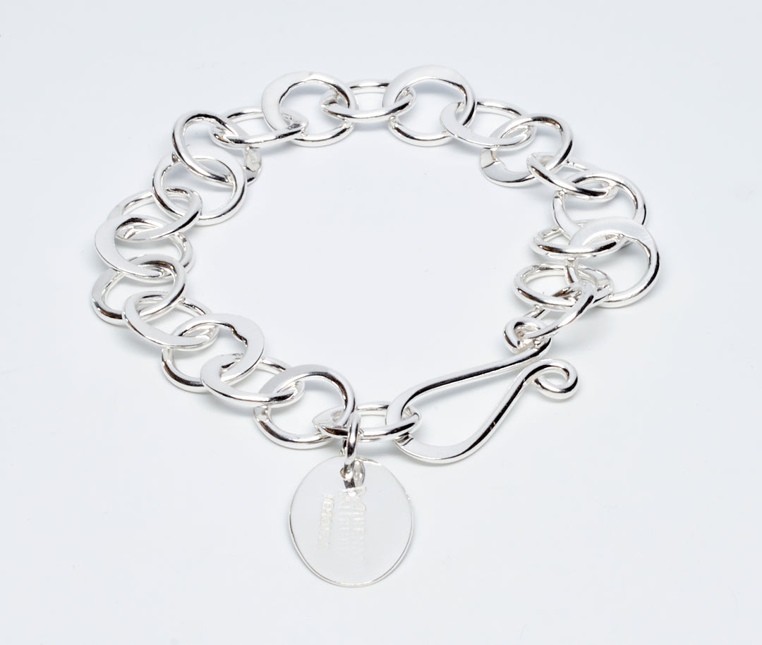 Flat Circle Silver Bracelet