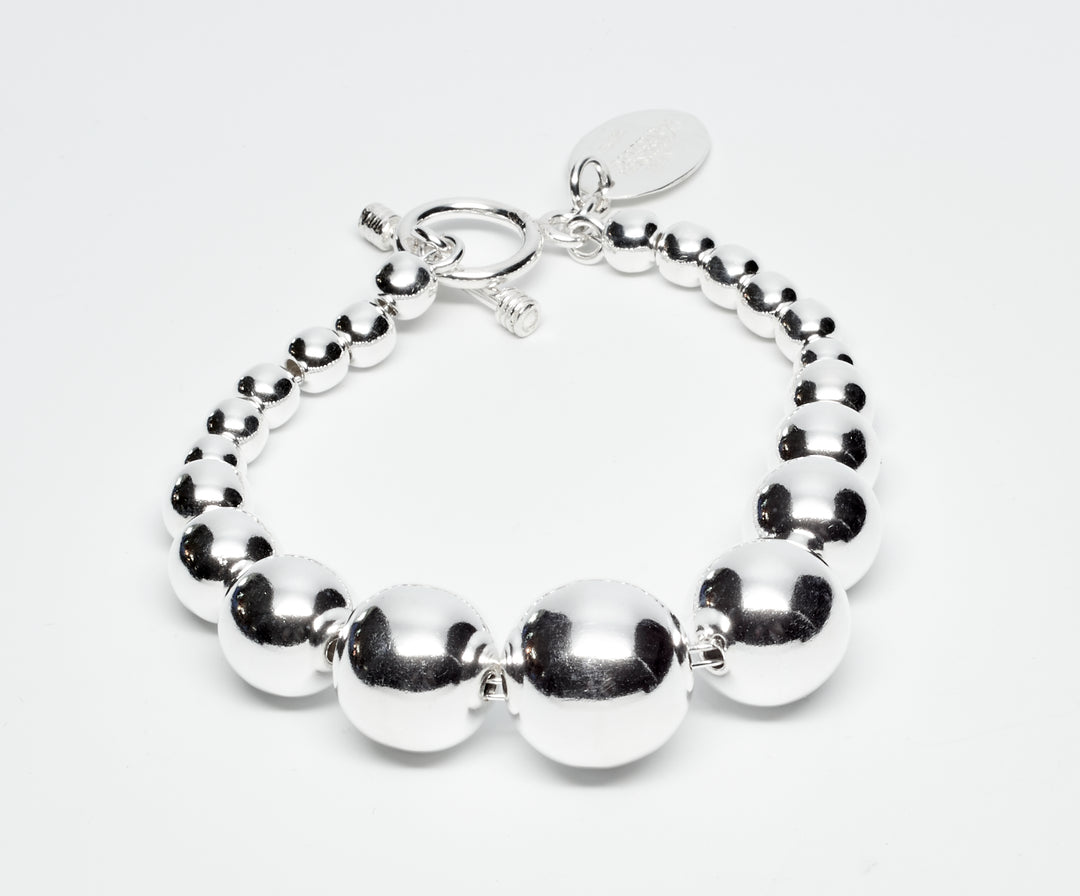 Graduated Silver Bead Bracelet - Renata Rubio 92.5