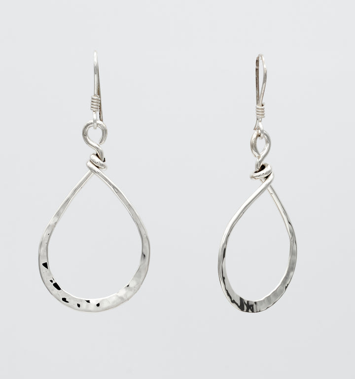 Hammered Silver Teardrop Dangle Earrings - Renata Rubio 92.5 - EJF252