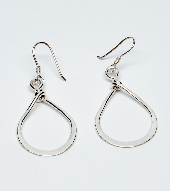 Hammered Silver Teardrop Dangle Earrings - Renata Rubio 92.5