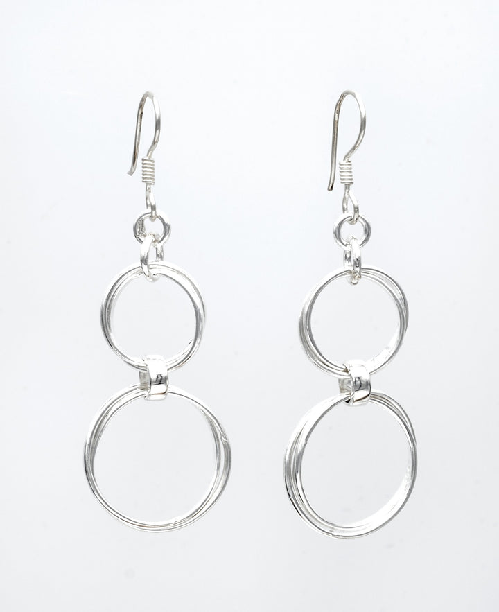 Interlinked Silver Dangle Earrings - Renata Rubio 92.5