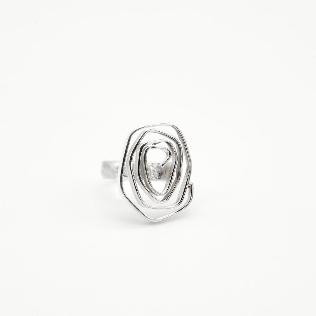 Labyrinth sterling silver ring by Renata Rubio 92.5 – handcrafted, and intricately coiled artisan silver jewelry.